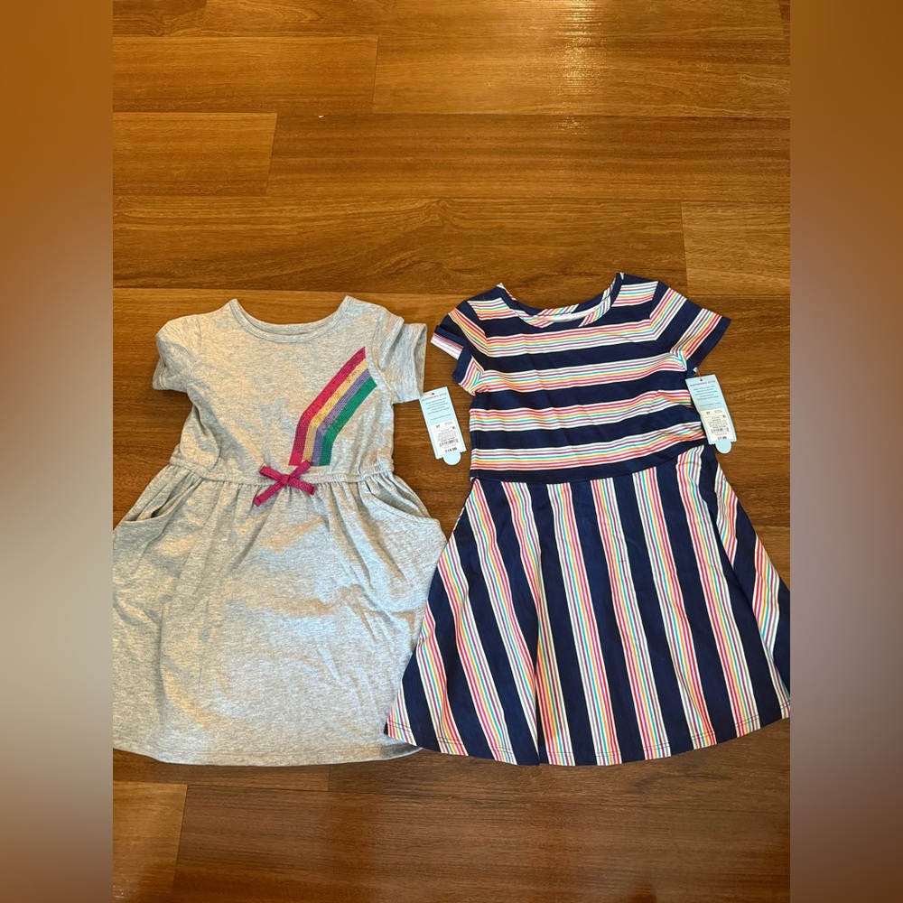 Colorful Striped and Rainbow Kids Dress Set